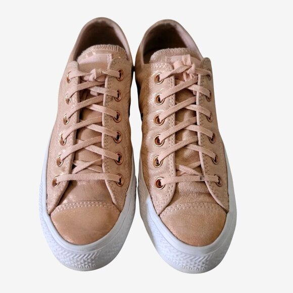 Converse All Star Women's Pink Shimmer/Rose Gold Canvas Low Top Lace-Up SZ 7 - Picture 3 of 10